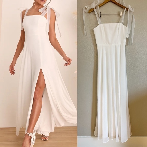 Lulus Dresses & Skirts - NWOT Radiant Romance White Tie-Strap Maxi Dress
